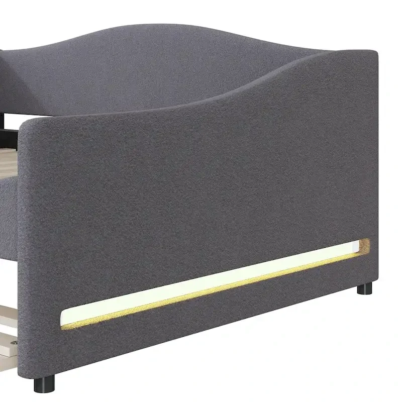 Full Teddy Fleece Daybed with Trundle and LED Lights