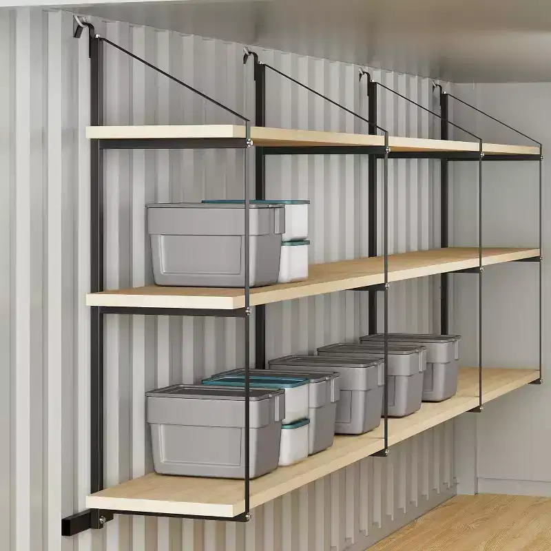Heavy-Duty 3-Tier Steel Shipping Container Shelving Bracket, 22x60, 1100 lbs Capacity, Hanging Storage Rack for Containers & Garages