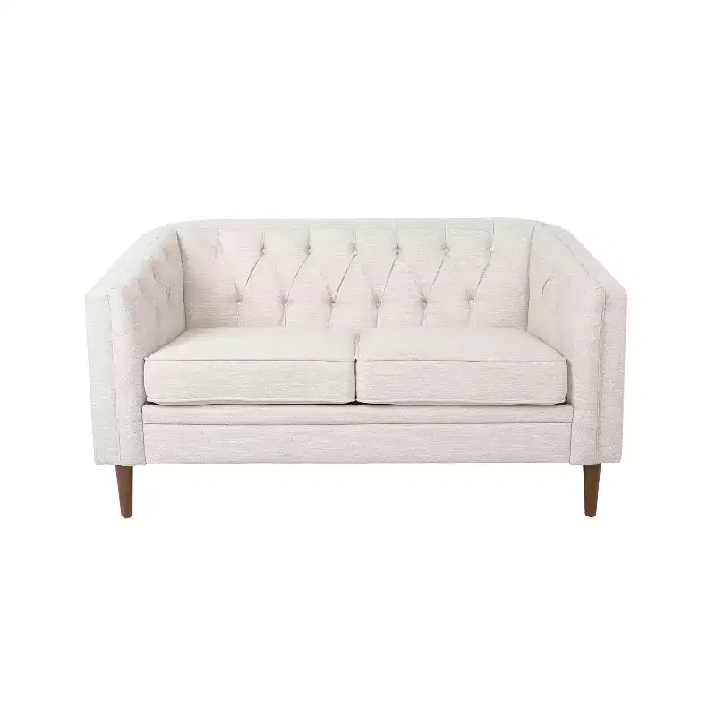 GDFStudio Jelm Contemporary Tufted Birch Wood Loveseat