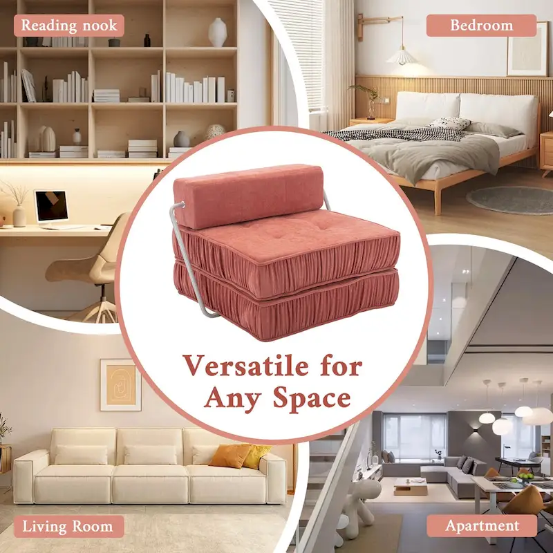 Convertible Sofa Bed,Modern Chenille Upholstered Sleeper Chair