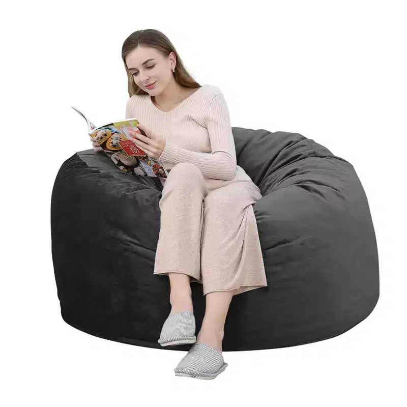 3-Foot Memory Foam Bean Bag Chair, Soft Dutch Velvet Round Sofa with Filling Included, for Adults