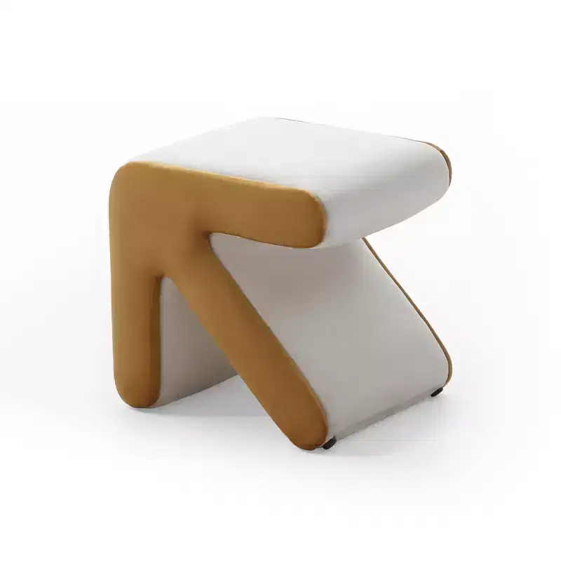 Modern Creative Arrow Ottoman with Velvet Upholstered Entryway Bench for Kids Handicraft Design Foot Stools for Living Room, Bedroom