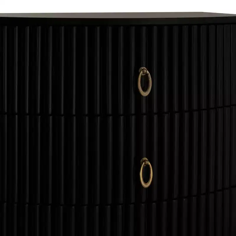 3-Drawer Nightstand Black Lacquer Gold Hardware