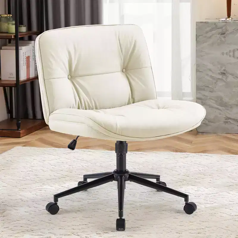 Okak Modern Comfy Desk Chair with Extra-Wide Seat, Armless Computer Chair with Adjustable Height, Office Chair for Home, Office