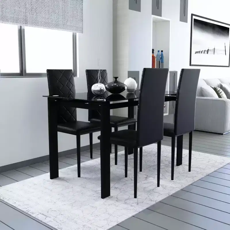 MAYEERTY 4-Piece PU Dining Chair Set - Diamond-Shaped Upholstered Chairs with Soft Leather Surface
