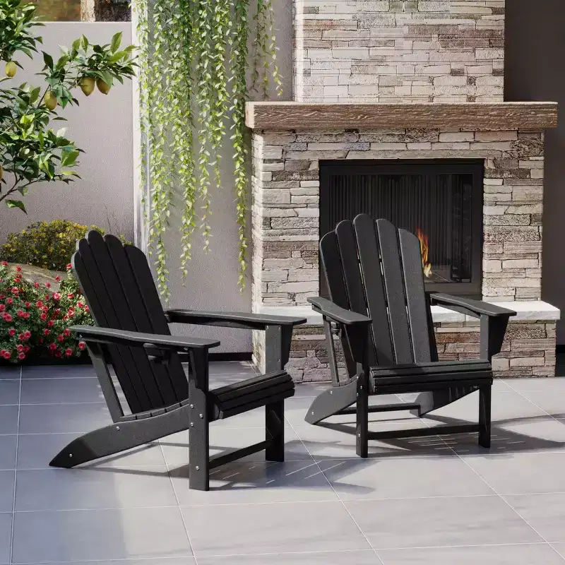 WestinTrends Highland Outdoor Patio HDPE Adirondack Chairs With Cup Holders (Set of 2)