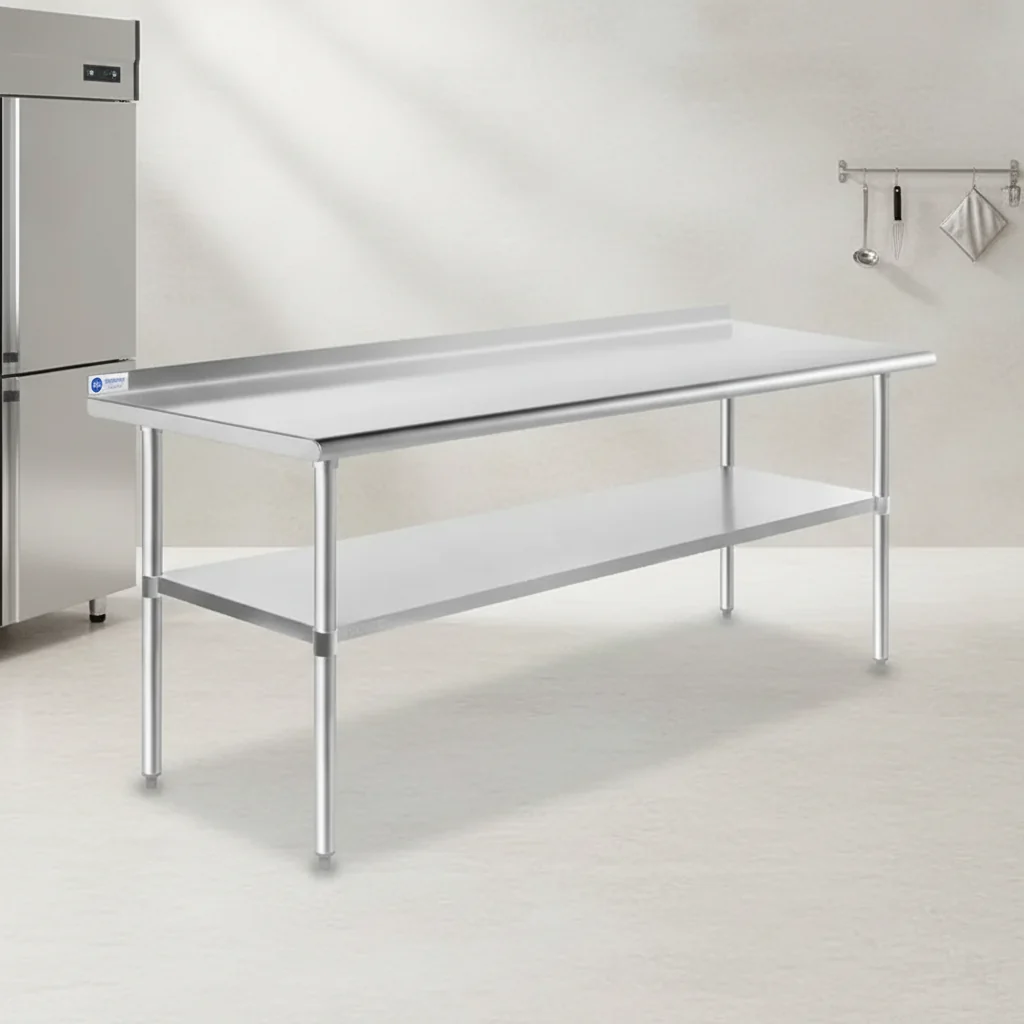 NSF Stainless Steel Commercial Kitchen Work and Prep Table with Backsplash and Undershelf