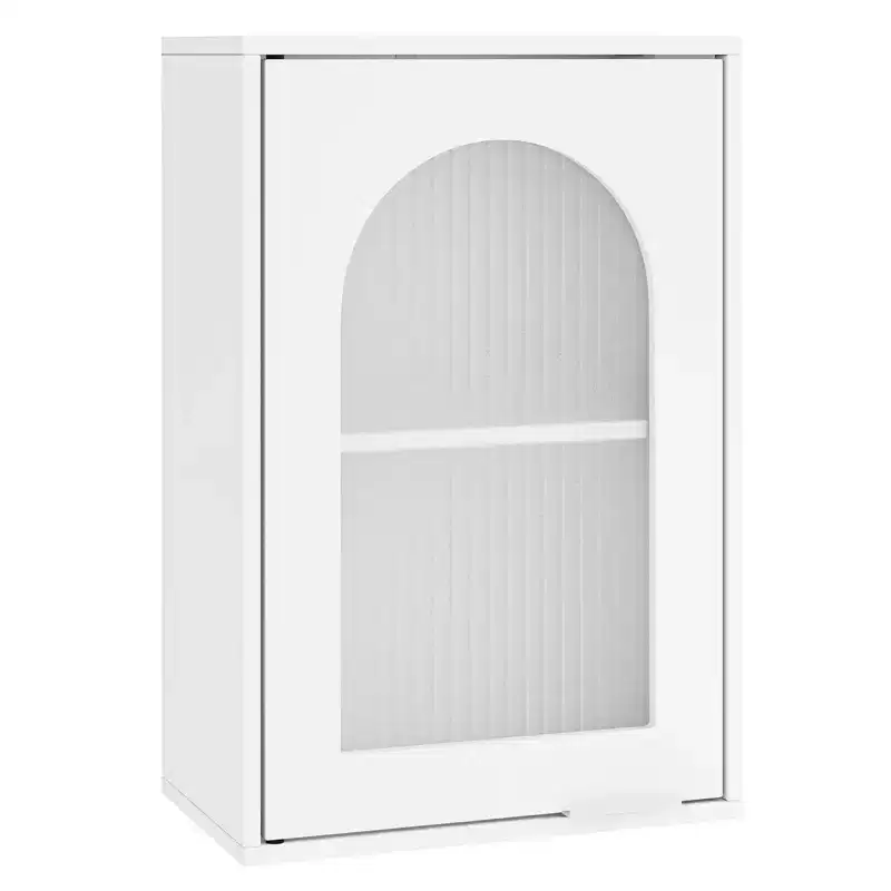 Bathroom Wall Cabinet Medicine Cabinet with Tempered Glass Door & Adjustable Shelf White/Black/Brown/Gray/Natural