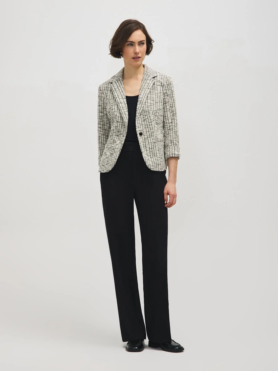 Cuffed Sleeve Boucle Blazer