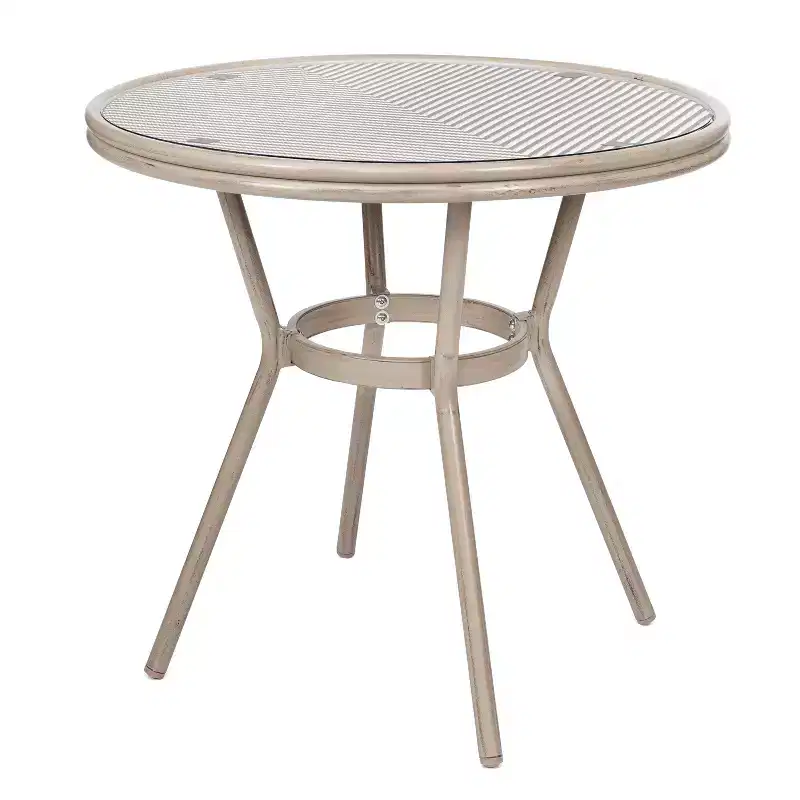 Flash Furniture Marseille Indoor/Outdoor Commercial Bistro 31.5 Table, Textilene, Glass Top, Bamboo Print Aluminum Frame