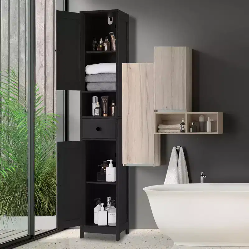 66.9 Tall Bathroom Storage Cabinet, Freestanding Narrow Organizer with Adjustable Shelves, Water Resistant Design, for Small Spaces Kitchen Hallway,