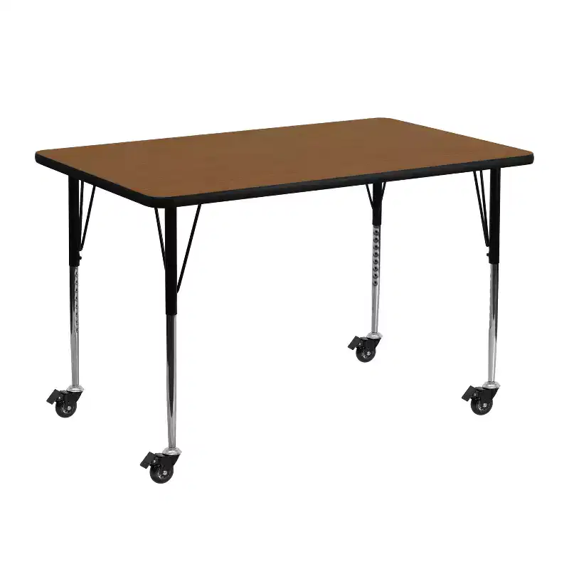 Mobile 24x48 Rectangle HP Laminate Adjustable Activity Table