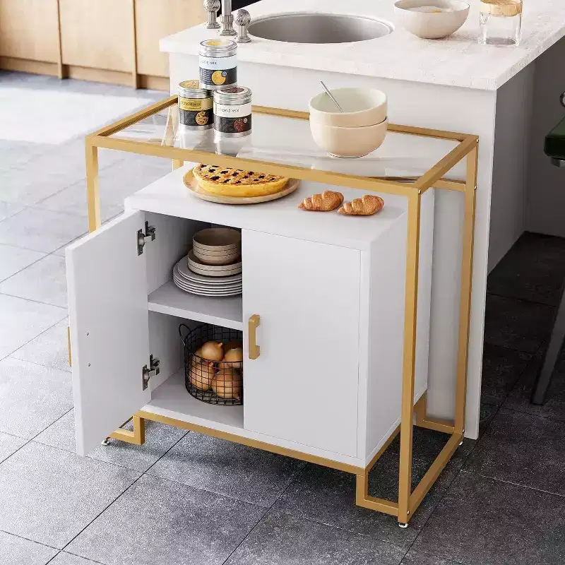 Storage Cabinet with Doors, Space Saving Wooden Buffet Sideboard