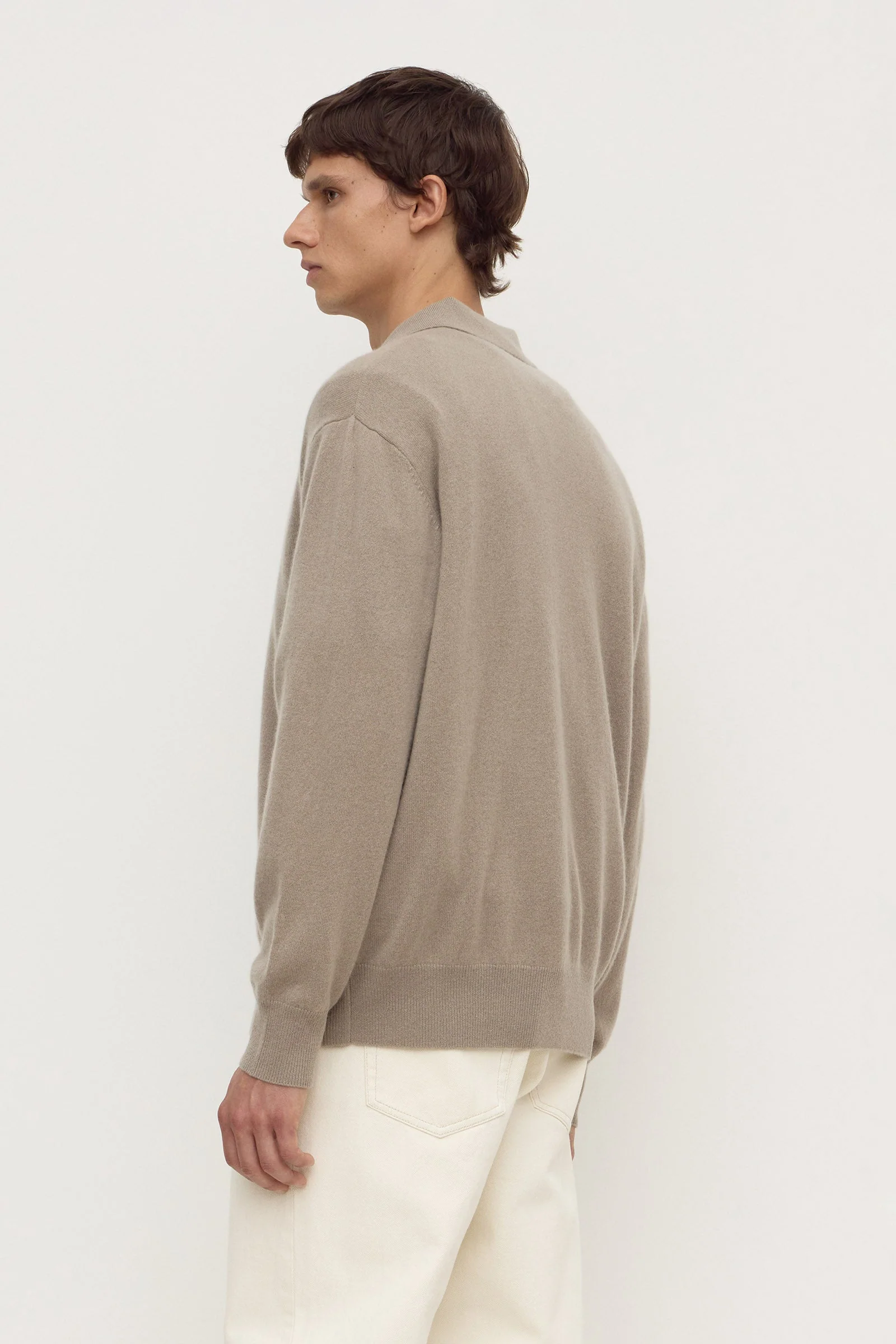 Ash Grey Cashmere Polo Knit