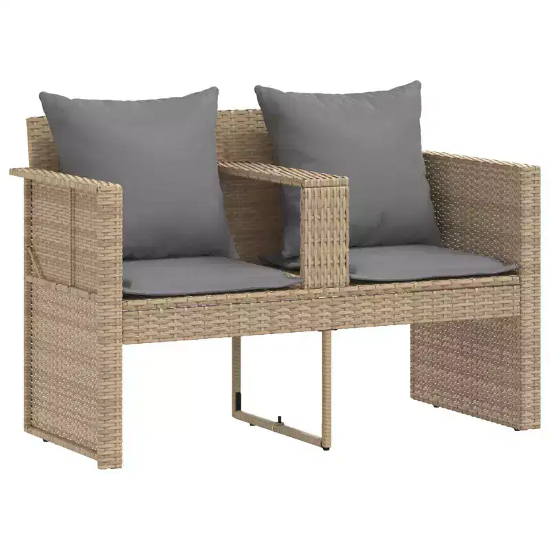 vidaXL Garden Sofa with Cushion 8 pcs Beige and Light Grey Poly Rattan
