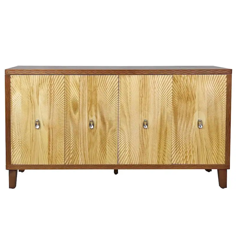 60 Vintage 4 Door Carved Pattern Buffet/Sideboard