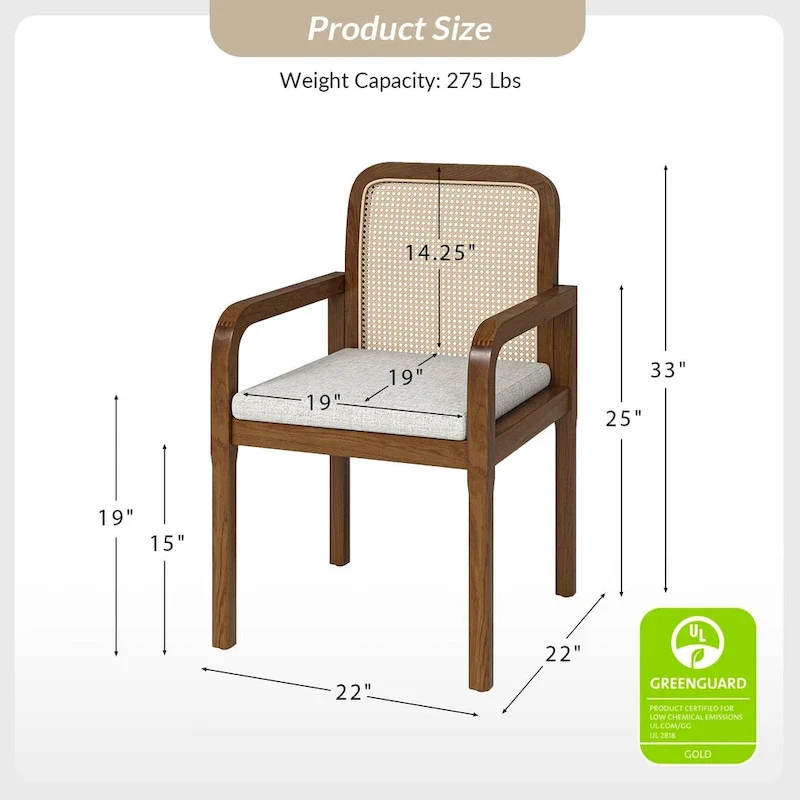 Antoine Modern Ratten Back Dining Chair with Removable Cushion Set of 6 by HULALA HOME