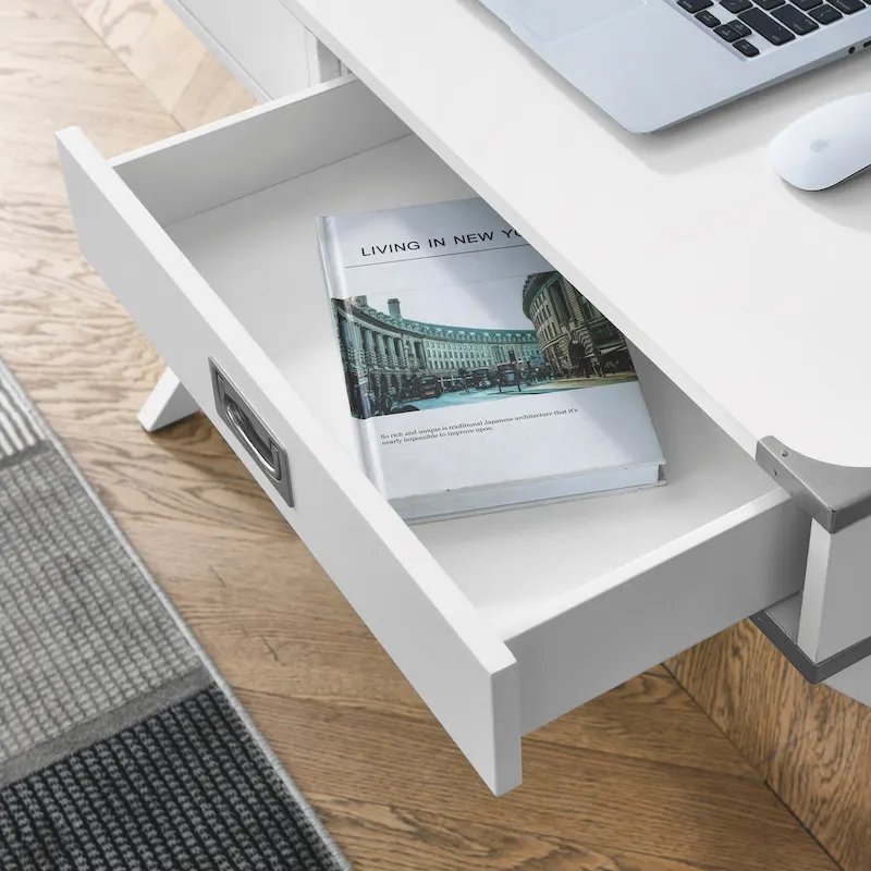 Solid Wood Computer Desk with Drawers