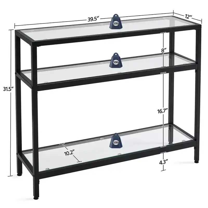 3-Layer Tempered Glass Console Table