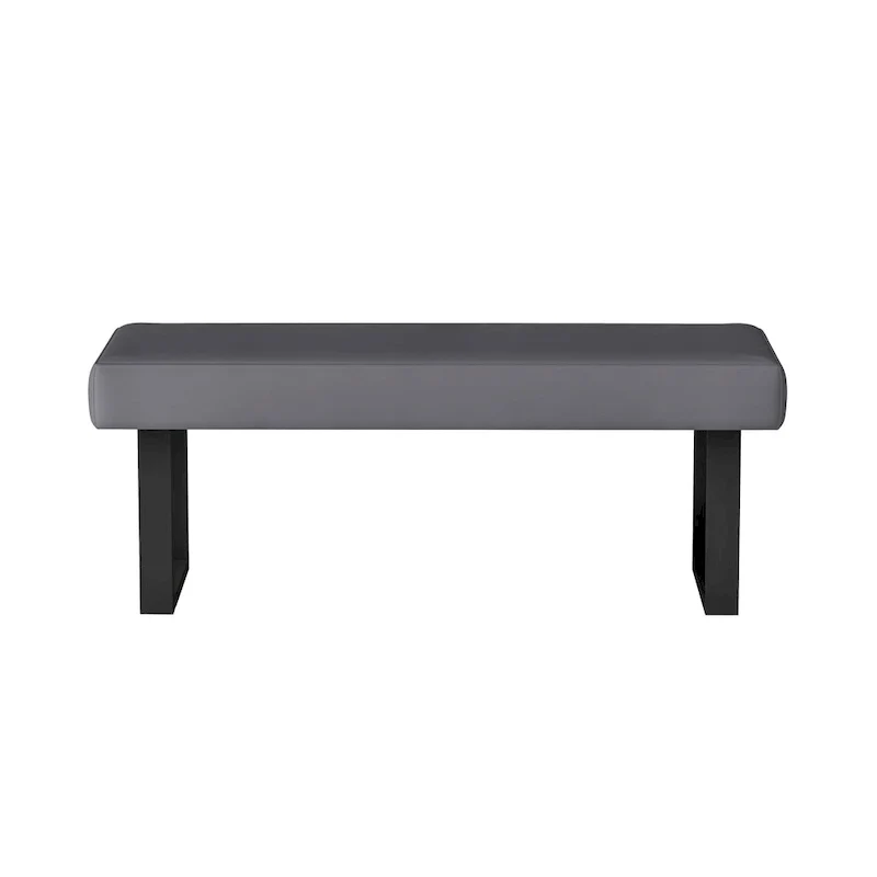 Somette Lillian Gray Upholstered Bench with Steel Legs
