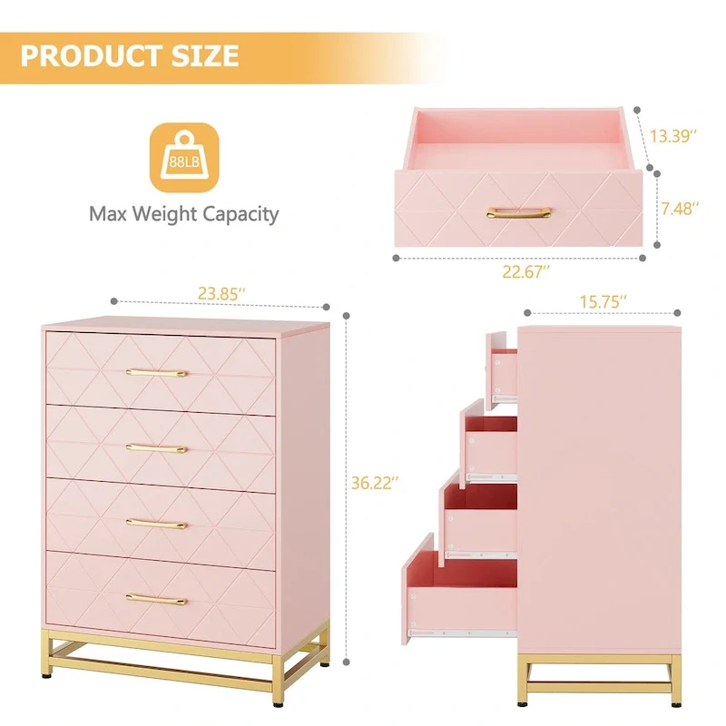Dresser for Bedroom with 4 Drawer