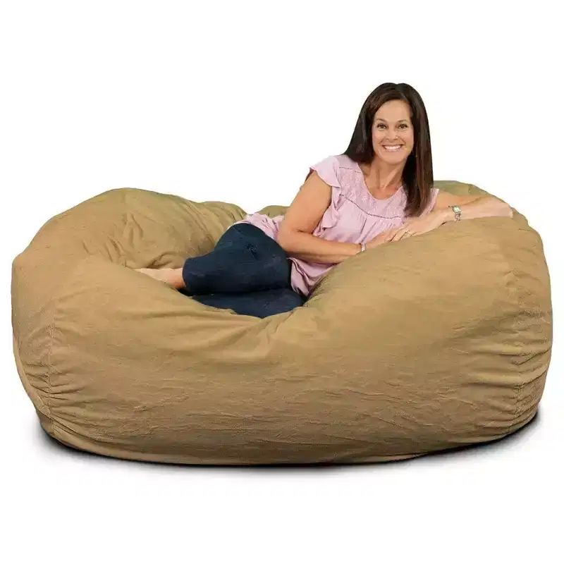 Ultimate Sack Lounger Bean Bag Chair Oversized Comfy Loveseat, Camel Suede