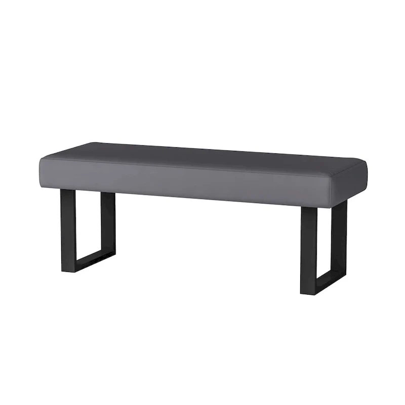 Somette Lillian Gray Upholstered Bench with Steel Legs