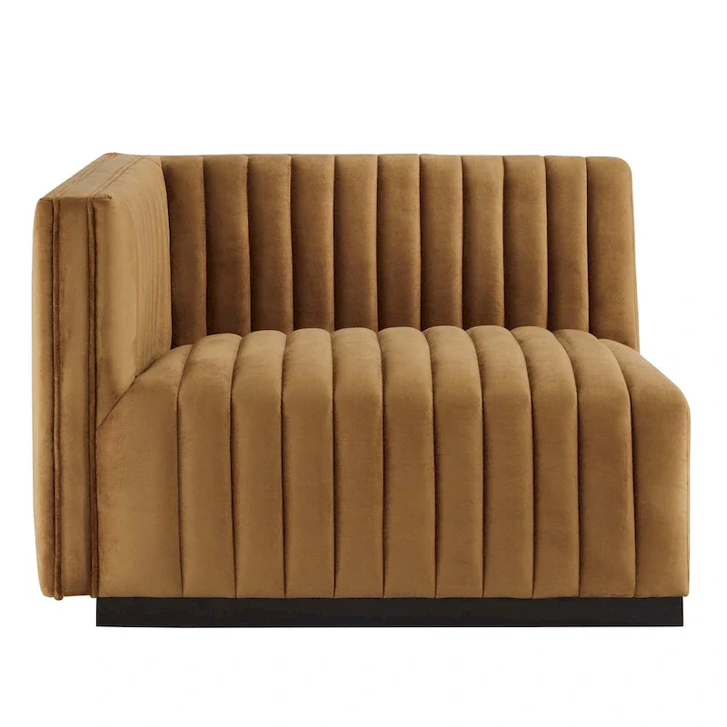 Channel Tufted Velvet Upholstered Sofa