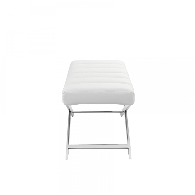 HomeRoots 55 Cream and Wood Brown Upholstered Polyester Blend Bench - 55