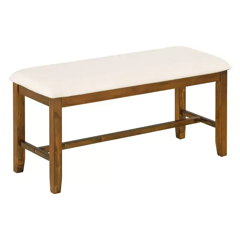 Whisen 6-Piece Wooden Rectangular Kitchen Dining Table Set with 4 Fabric Chairs and Bench