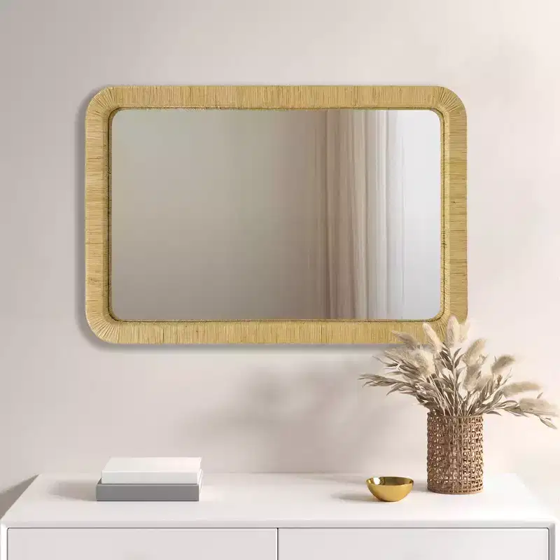 Nova Natural Rattan Rectangle Wall Mirror - Ink+Ivy