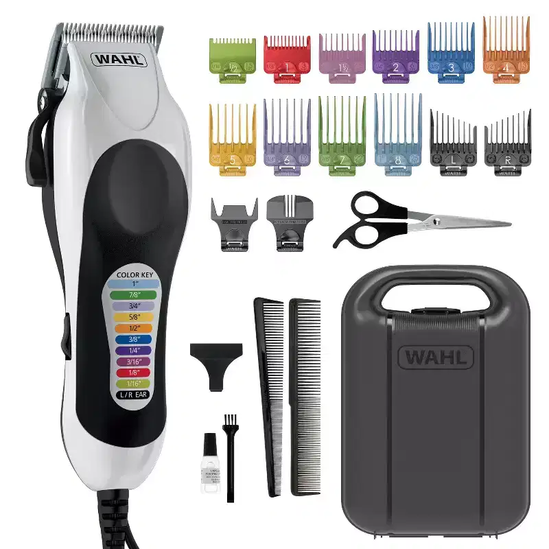 Wahl Color Pro Plus Corded Electric Hair Clipper Set with Color Coded Attachment Guards: For Head, Neck, All Hair Types