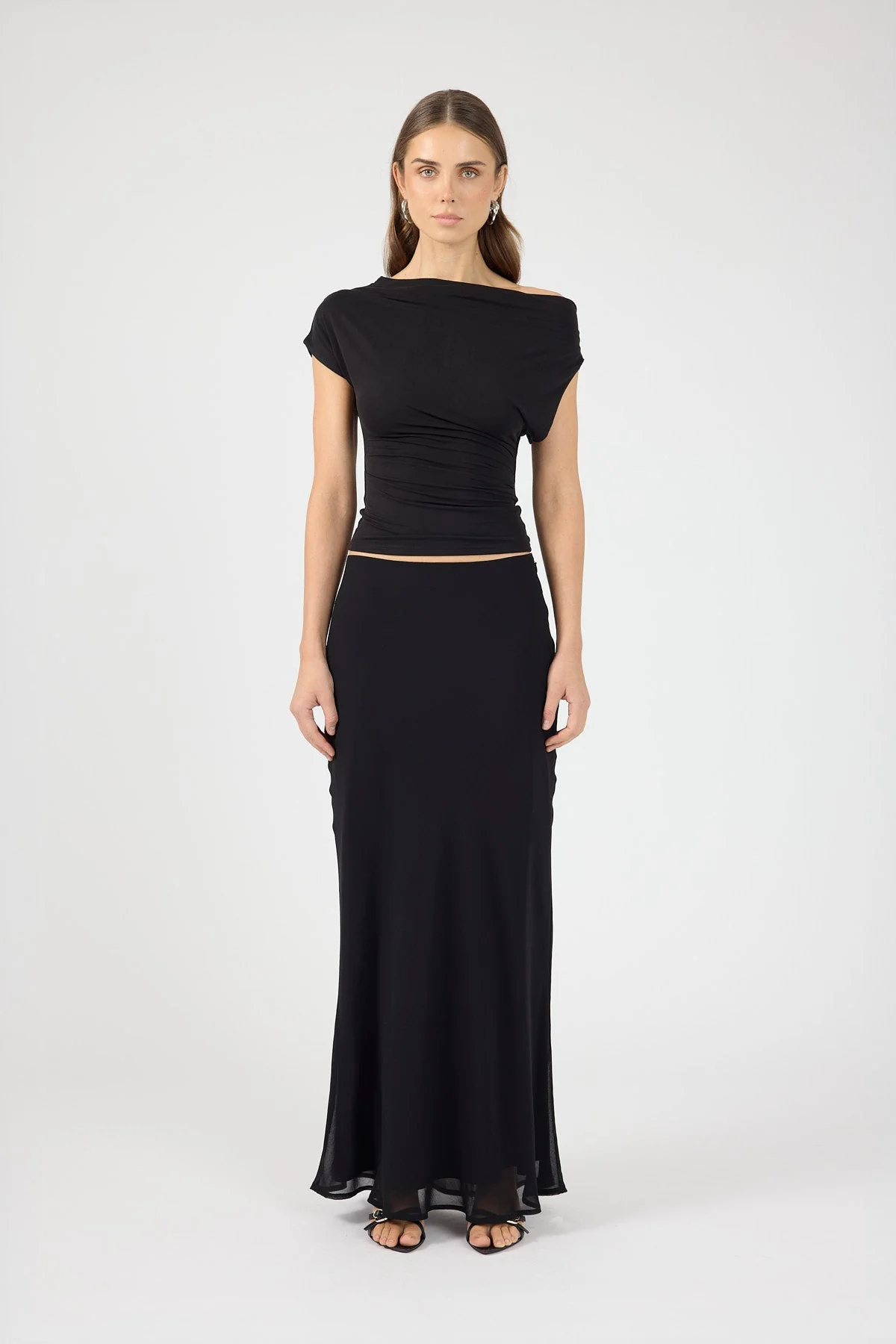 Chiffon Maxi Skirt Black