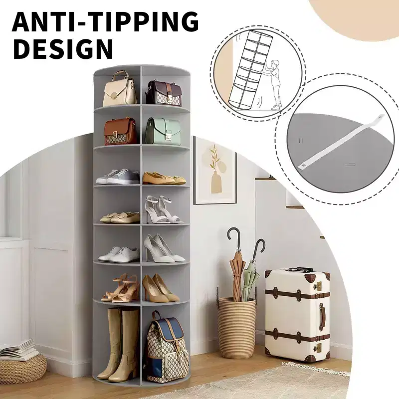 7-Tier 360 Rotating WPC Shoe Rack, 72.4 Inch Height