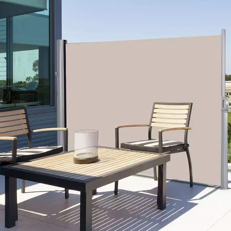 Costway 118.5 x 71 Patio Retractable Folding Side Awning Screen Privacy Divider Beige