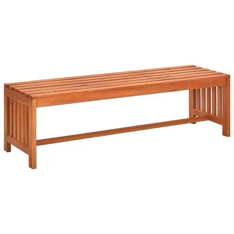 vidaXL 51.2 Weather-Resistant Solid Eucalyptus Wood Patio Bench, Easy-to-Clean Outdoor Garden Furniture with Natural Finish