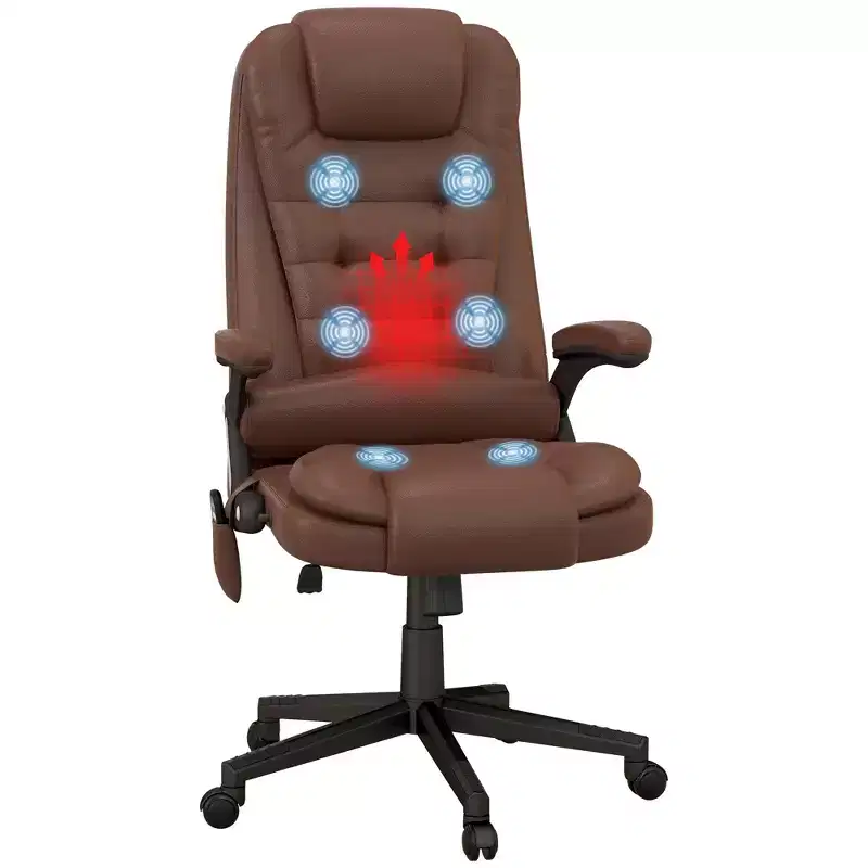 High-Back Massage Office Chair, Heated Reclining Computer Chair With Remote