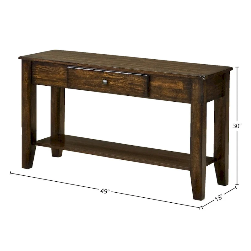 49-Inch Wide Console Table with Shelf in Raisin