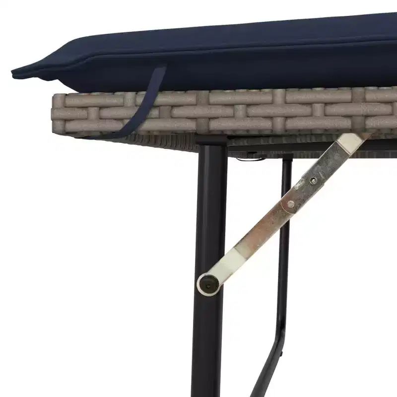 vidaXL Patio Bench with Cushions and Footstool Brown Poly Rattan