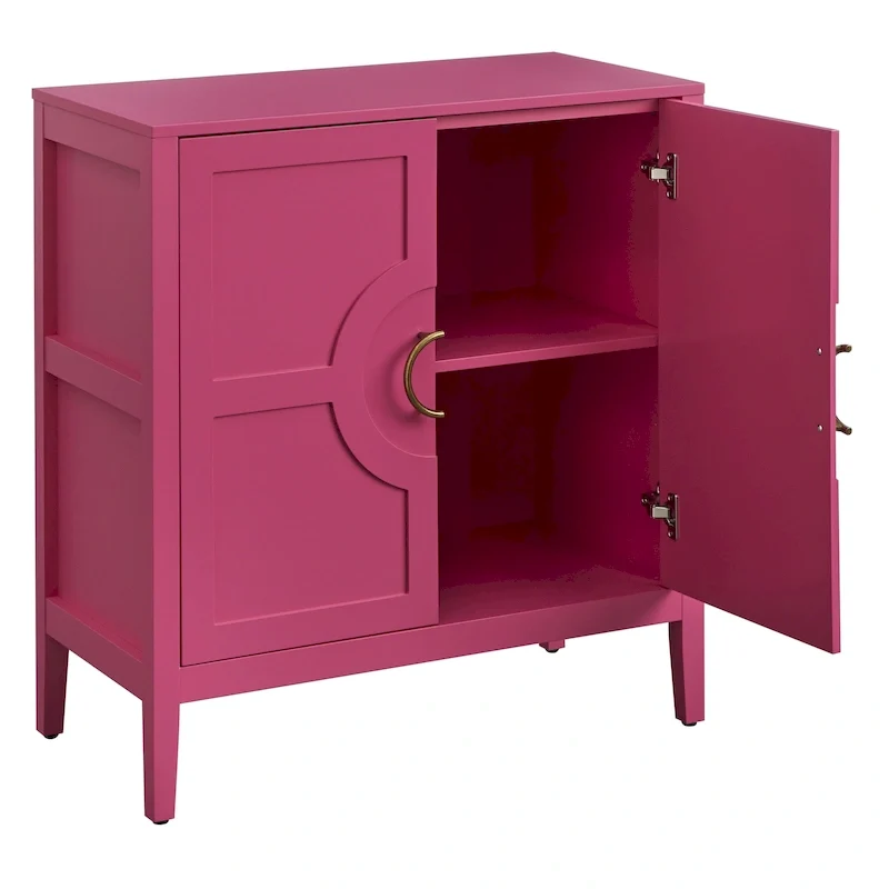 Console Cabinet with Adjustable Shelf and Metal Handles