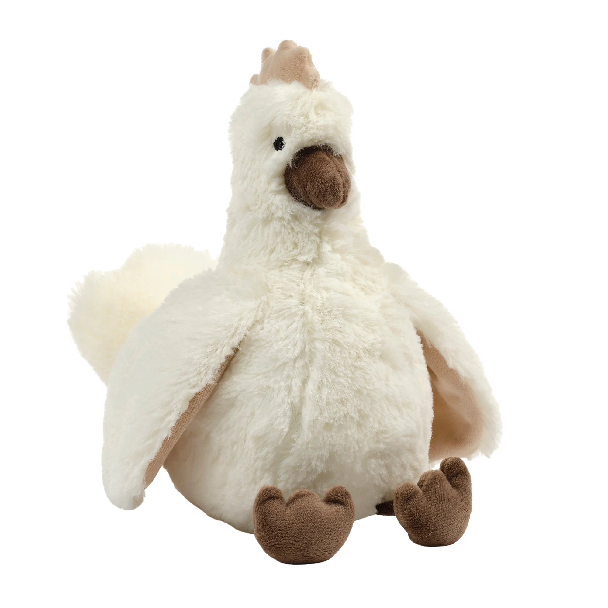 White Faux Fur Chicken Plush