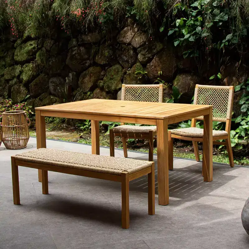 Sonoma Lane 4pc Eola Teak Wood Outdoor Patio Dining Set with Honey Wicker Brown - Weather-Resistant