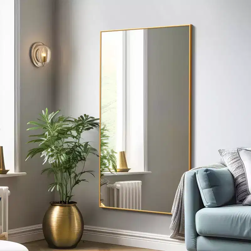 Gold Aluminum Alloy Ultra-Thin Frame Mirror 150x90x2cm