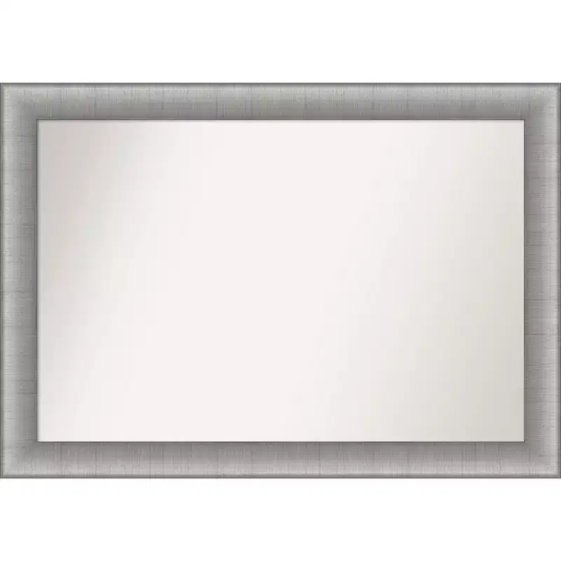 Amanti Art 41x29 Non-Beveled Elegant Bathroom Wall Mirror Brushed Pewter : Includes Mounting Hardware, Polystyrene Frame