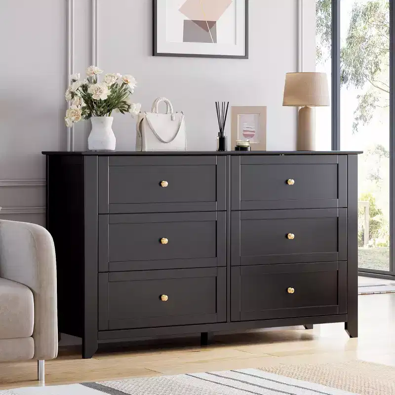 6 Drawers Dresser for Bedroom, 54 Modern Storage Chest of Drawers for Clothes, Storage Dressers Organizer with Deep Drawers for Living Room, Hallway