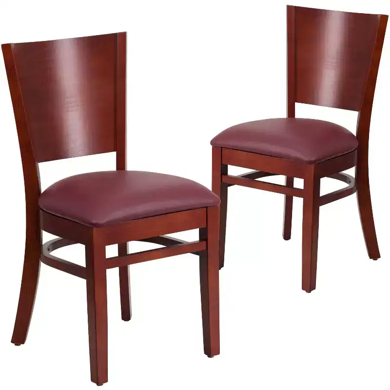 2 Pack Solid Back Wooden Restaurant Chair