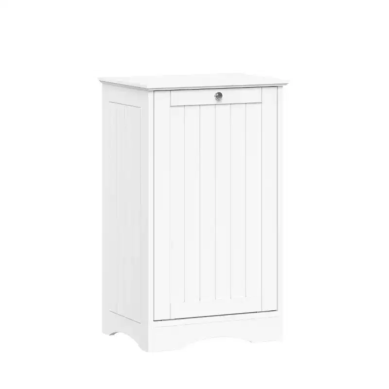 Tilt Out Laundry Hamper Cabinet with Removable Cloth Storage Bag White