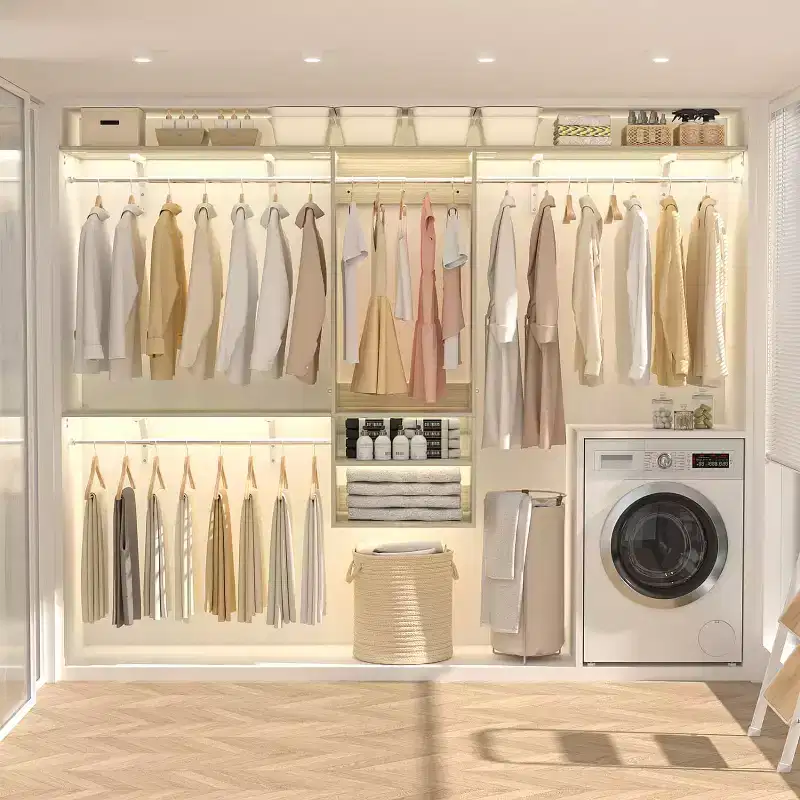 Besiost Closet Organizer System Wall-mounted with Extendable Hanging Rods