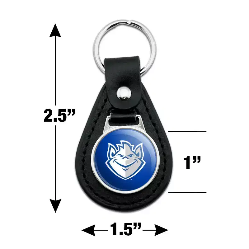Saint Louis University Billiken Logo Black Leather Keychain
