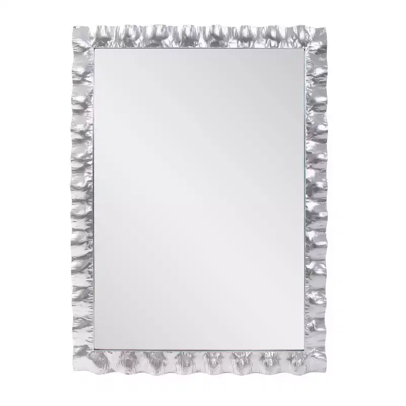 40"x29.5" La Bailadora Rectangular Ruffled Metal Vanity Mirror Bright Silver